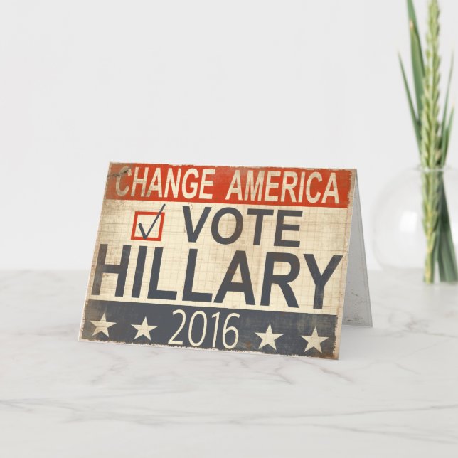 Vote Hillary Clinton 2016 Election Greetings Card (Front)