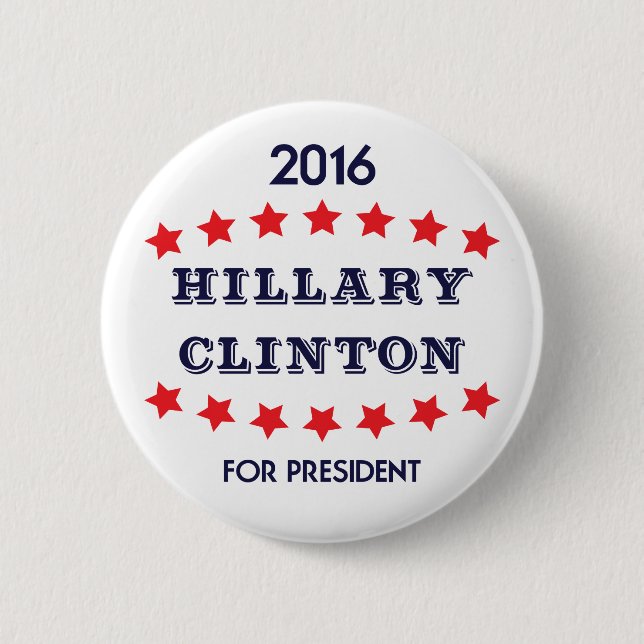 Vote Hillary Clinton for President 2016 Button (Front)