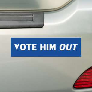Vote him out blue and white modern typography bumper sticker