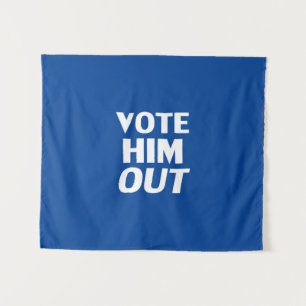 Vote him out blue and white modern typography tapestry