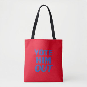Vote him out red and blue modern bold typography tote bag