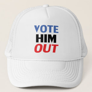 Vote Him Out red white and blue modern typography  Trucker Hat