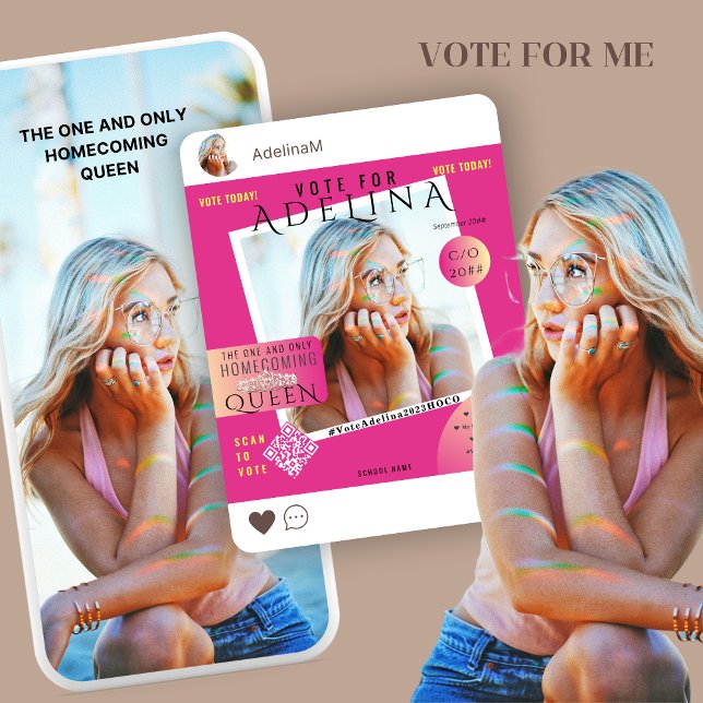 Vote Homecoming Queen Pink Instagram Template HOCO (Vote Homecoming Queen Pink Instagram Downloadable Template)