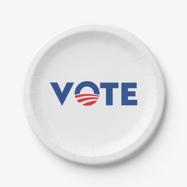 Vote hope red white and blue typography democrat paper plate (Front)