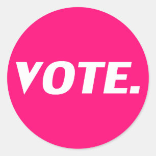 "vote" - Hot pink, magenta, fuchsia white Classic Round Sticker