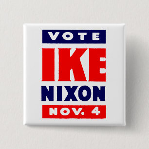 Vote Ike, Nixon in 1952 15 Cm Square Badge