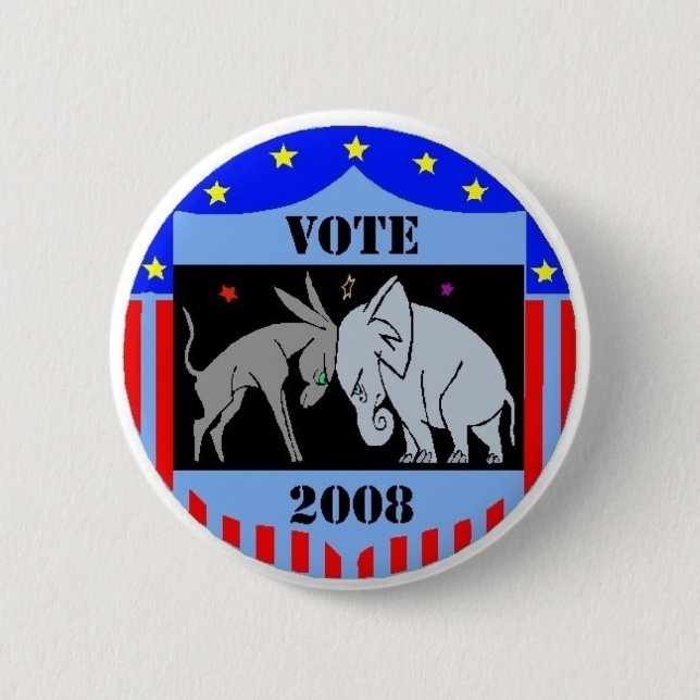 VOTE IN 2008 SQUARE BUTTON DEMOCRAT REPUBLICAN (Front)