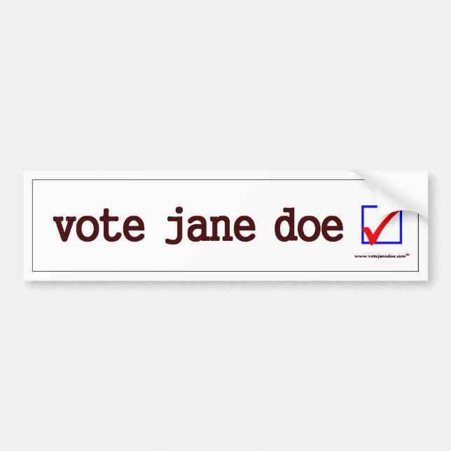 "Vote Jane Doe" Bumper Sticker (Front)