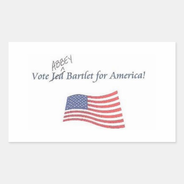 Vote Jed/Abbey Bartlet for America sticker! Rectangular Sticker (Front)