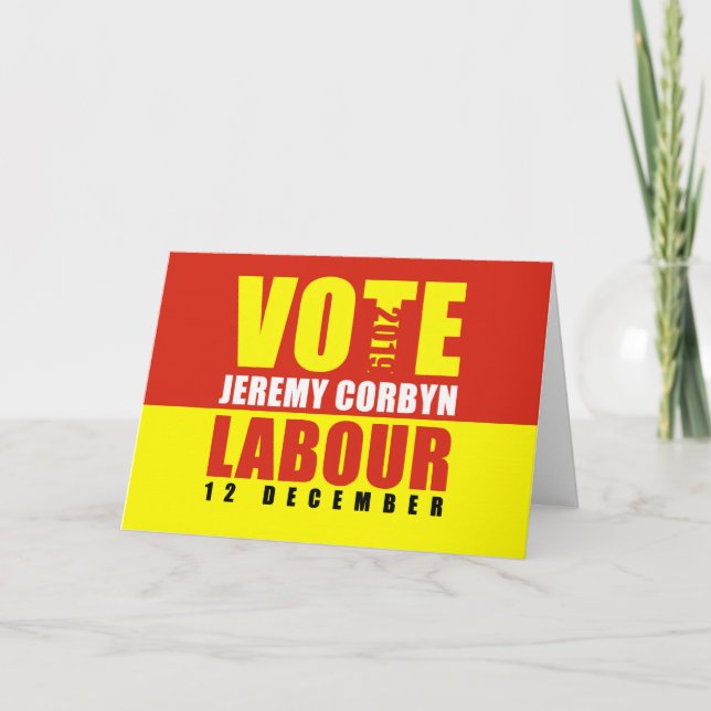 Vote Jeremy Corbyn Labour 2019 card (Front)