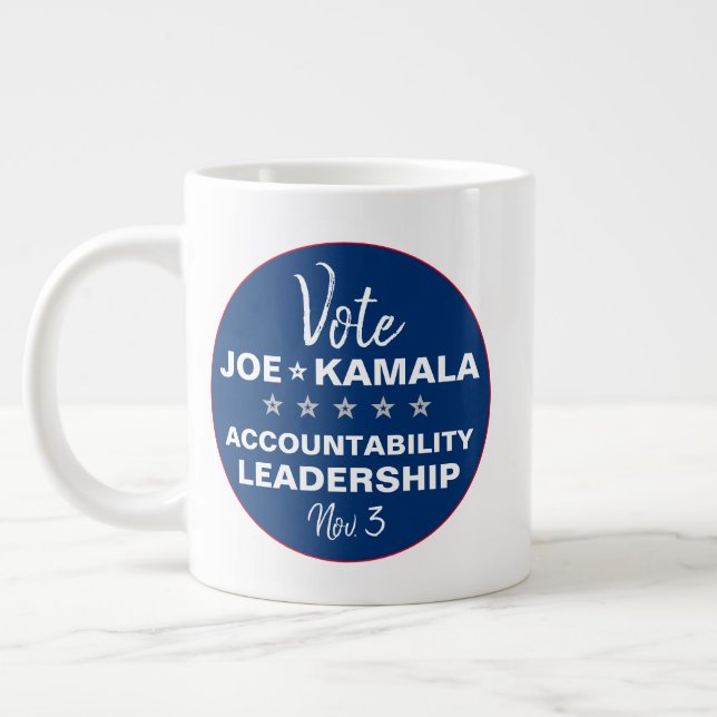Vote Joe Biden Kamala Harris 2024 Template Large Coffee Mug (Left)