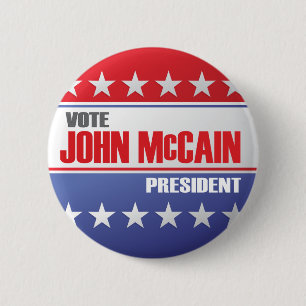 Vote John McCain For President 6 Cm Round Badge