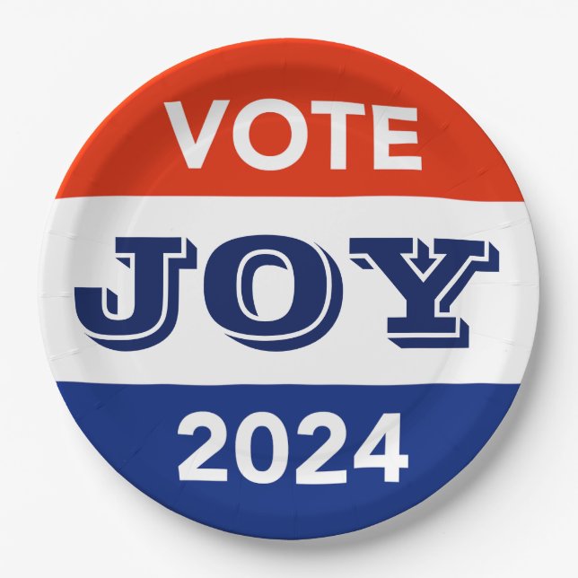 Vote Joy 2024 Harris Walz Paper Plate (Front)
