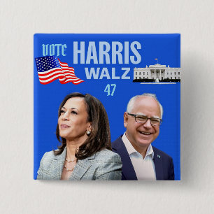 Vote-Kamala-Harris and Tim-Walz-2024_ 15 Cm Square Badge