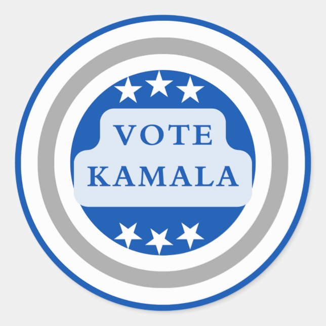 Vote Kamala Harris. Blue Circle Classic Round Sticker (Front)