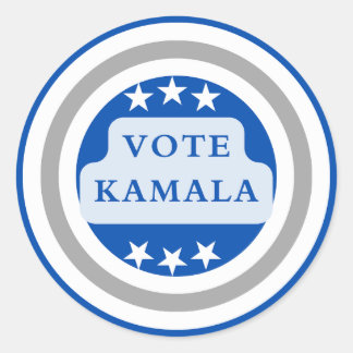 Vote Kamala Harris. Blue Circle Classic Round Sticker