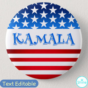 Vote Kamala Harris USA Flag Typography Custom Text 6 Cm Round Badge
