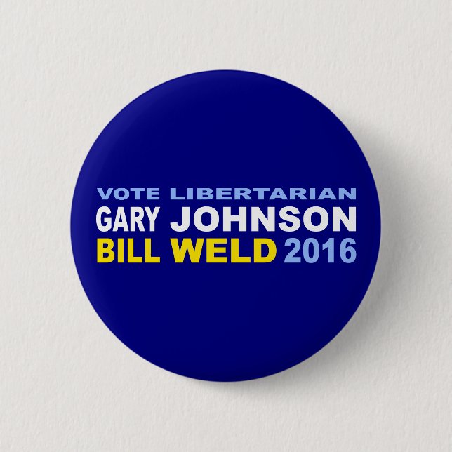 Vote Libertarian Johnson-Weld 2016 6 Cm Round Badge (Front)