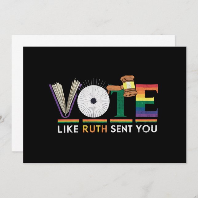 Vote Like Ruth Sent You Gavel Feminists Lgbt Pride Invitation (Front/Back)