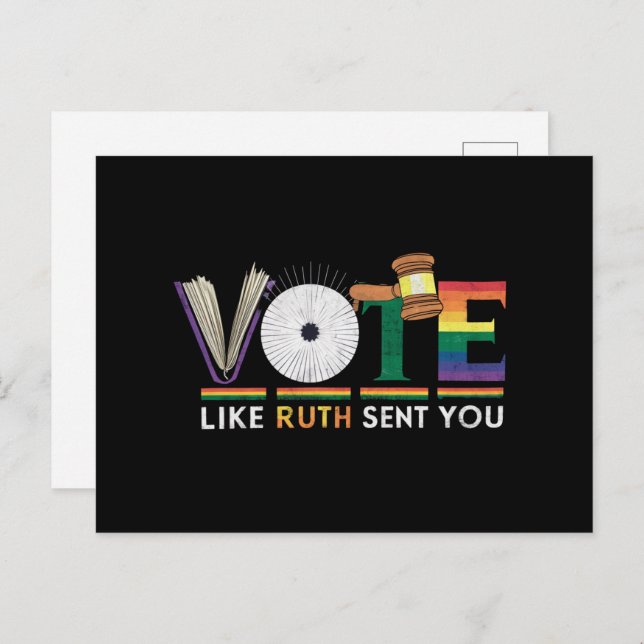 Vote Like Ruth Sent You Gavel Feminists Lgbt Pride Postcard (Front/Back)