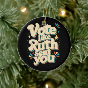 Vote Like Ruth Sent You Uterus Feminist LGBT Ceramic Tree Decoration