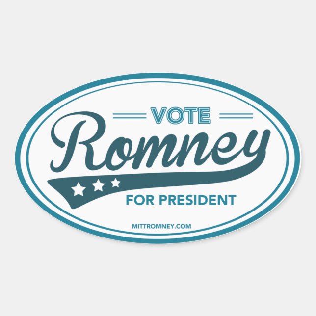 Vote Mitt Romney For President Swoosh (Blue Oval) Oval Sticker (Front)