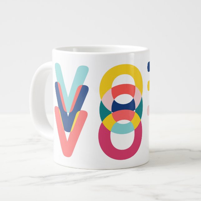 Vote Multicolor Rainbow Modern Yellow Blue Large Coffee Mug (Front Left)