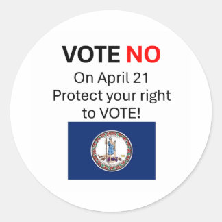 Vote NO on VA Redistricting  Classic Round Sticker