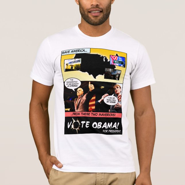 Vote OBAMA! Election Comics T-Shirt (Front)