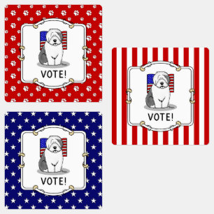 Vote! Old English Sheepdog Grey 1 Cute Political
