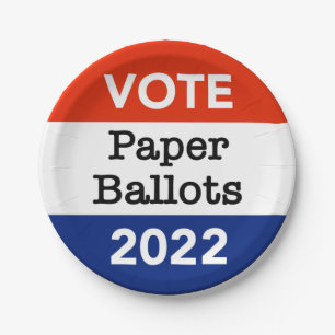Vote Paper Ballots 2022 Midterm Election Plate