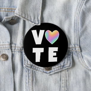 VOTE Pastel Rainbow Heart Button