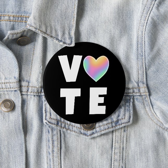 VOTE Pastel Rainbow Heart Button (In Situ)