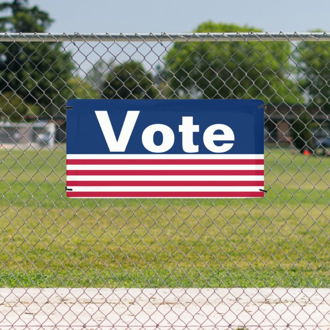 Vote Patriotic Red White and Blue Banner (Insitu)