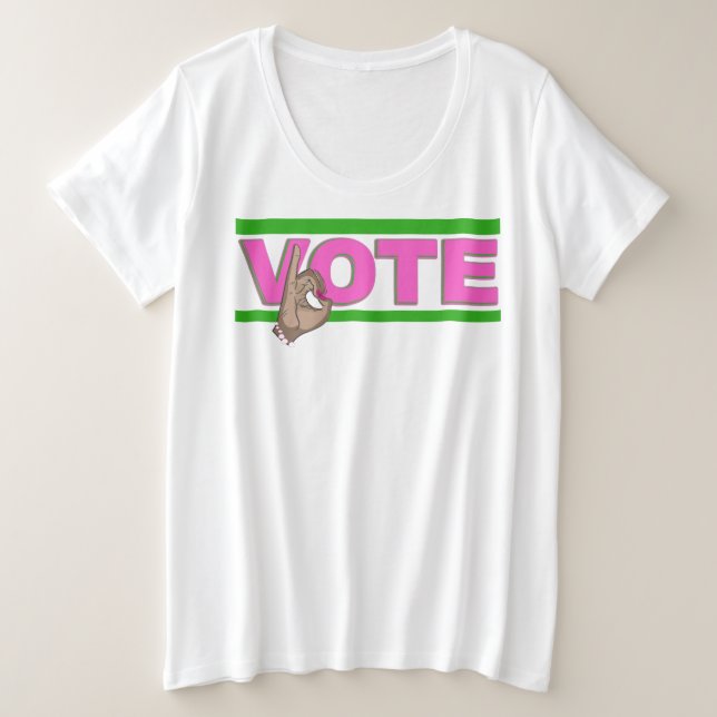 Vote Pink and Green Vote Plus Size T-Shirt (Design Front)