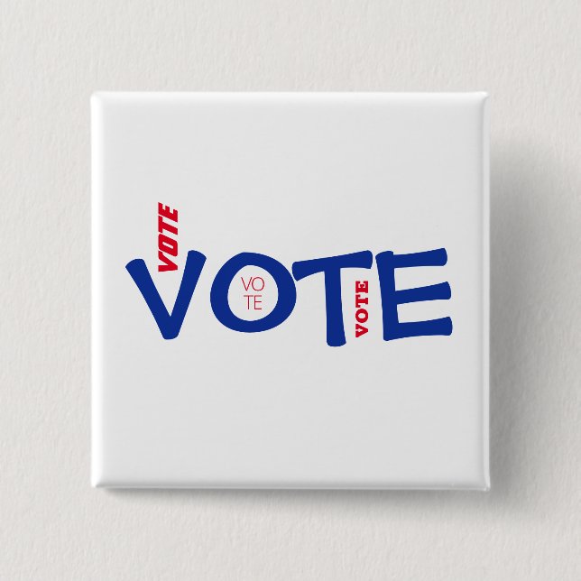 Vote Political Election Red White Blue 15 Cm Square Badge (Front)
