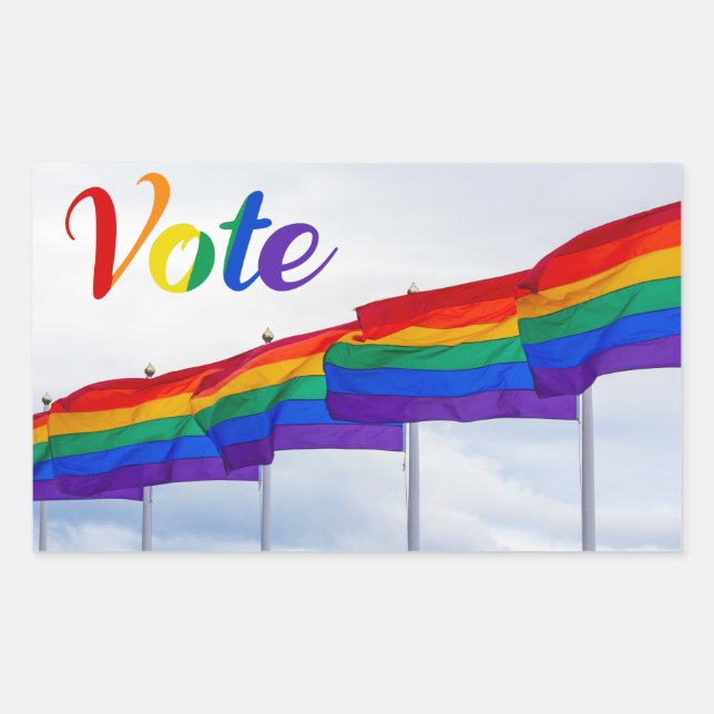 Vote Rainbow Flags LGBTQ Election Rectangular Sticker (Front)