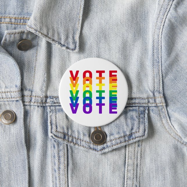 VOTE Rainbow Letters  7.5 Cm Round Badge (In Situ)