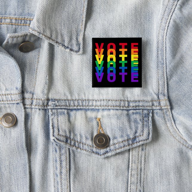 VOTE Rainbow Letters Square Button (In Situ)