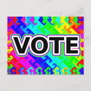 VOTE (Rainbow Wave Background) Postcard