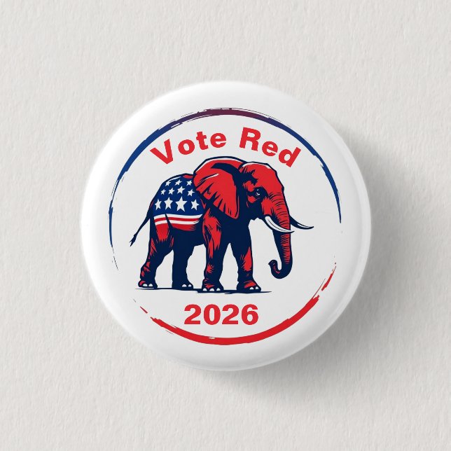 Vote Red 2026 3 Cm Round Badge (Front)