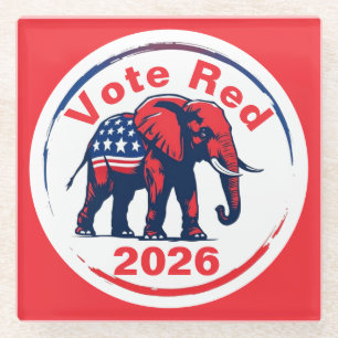 Vote Red 2026 Glass Coaster