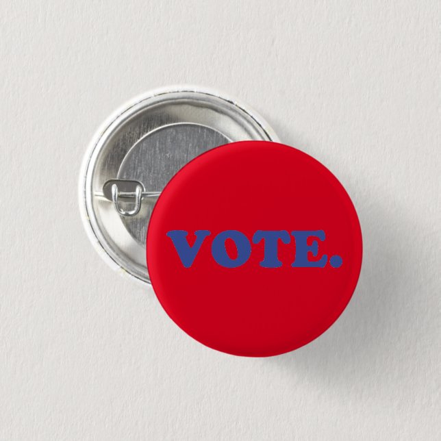 Vote red and blue typography modern 3 cm round badge (Front & Back)
