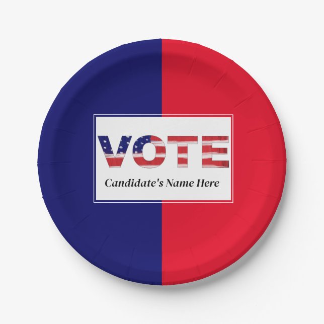 Vote Red/Blue Paper Plate (Front)