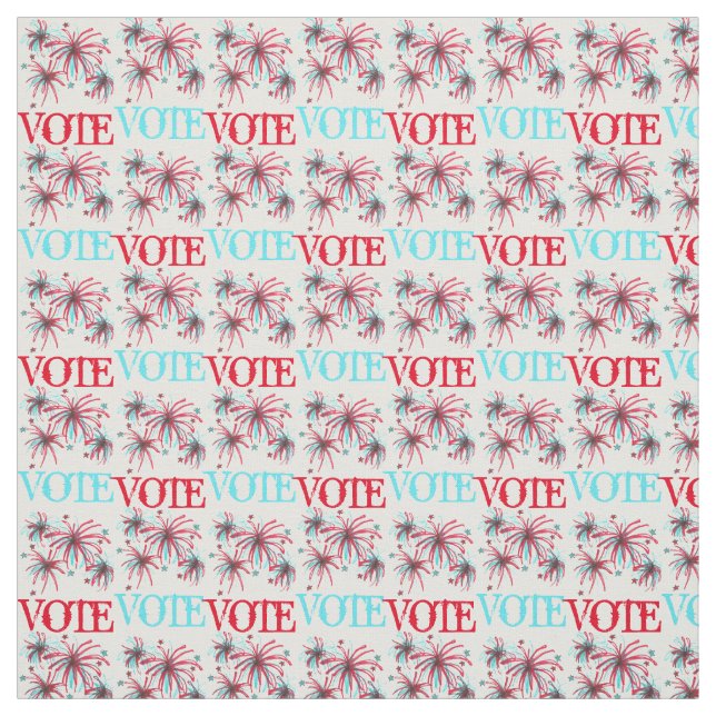 VOTE Red Blue USA Patriotic Election Day Fireworks Fabric (Swatch)