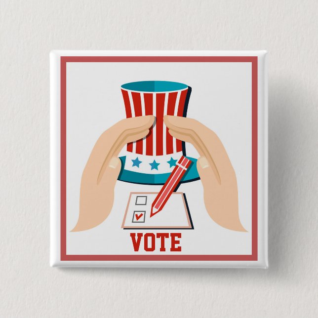 Vote Red Presidential Election 15 Cm Square Badge (Front)