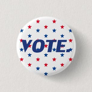 Vote red white and blue stars pattern patriotic 3 cm round badge