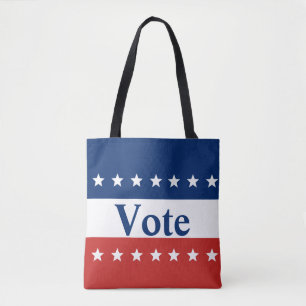 Vote Red White and Blue with Stars Tote Bag