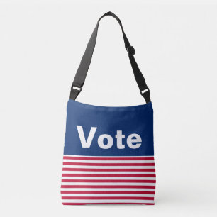 Vote Red White and Blue with Stripes Patriotic Crossbody Bag