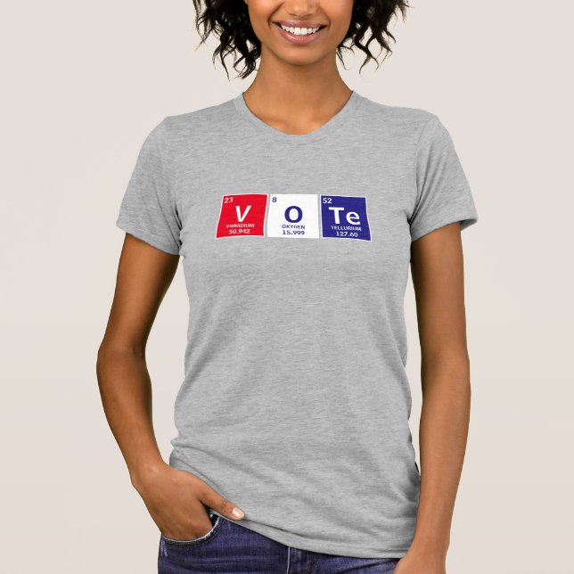 Vote Red White Blue Periodic Table of Elements T-Shirt (Front)